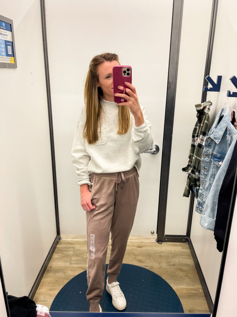 Old Navy mock neck cropped sweatshirt outfit
